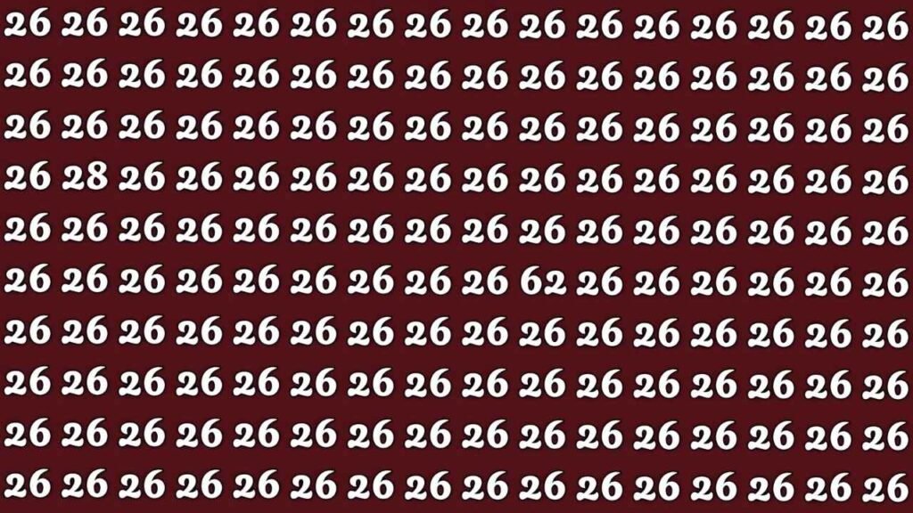 Can You Spot the Hidden Number 26 Among the 62s in Just 7 Seconds?